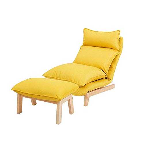 Reading Recliner Armchair with Footstool Modern Occasional Chair Sofa Solid Wooden Legs Wingback Occasional Couches for Living Dressing Room Bedroom-Yellow