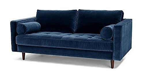Scott 2 Seater Sofa Navy Blue Velvet Sofa - Mid Century Modern - Medium Sofa 185cm