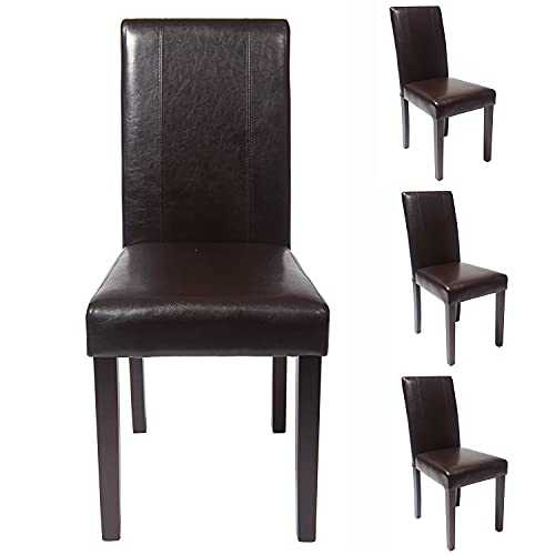 MCC Set of 4 Faux Leather Dining Chairs For Home & Commercial Restaurants [Brown* Black* Red* Cream*] (Brown)