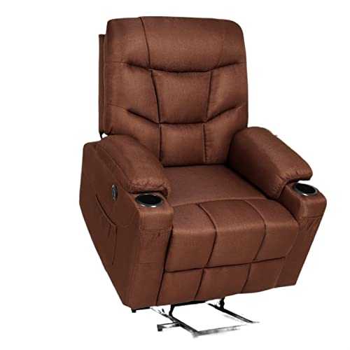 AQQWWER Bean bag chair Electric Recliner Chairs Sofa Chair With Heat Massage For Elderly Armchair Sofa With Side Pocket And Cup Holder (Color : Grau)