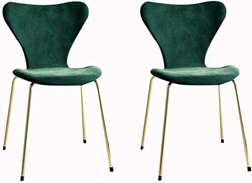 YATBzz Upscale Dining Chairs Armchairs Modern Dining Chairs Set of 2 with Metal Legs Velvet Seat and Backrests Kitchen Living Room Lounge Chairs (Color : Green)