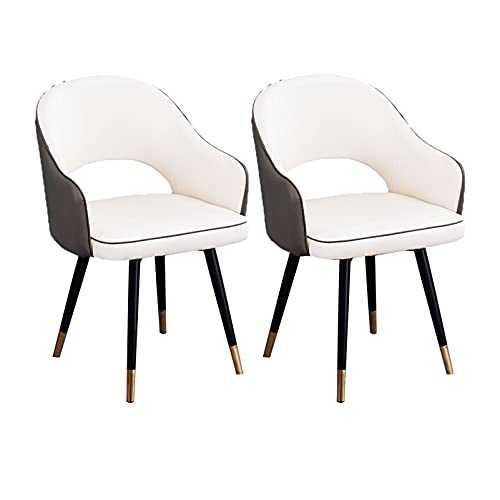 LIPINCMX Modern Dining Chairs Set of 2 PU Leather Upholstered Side Chairs with Metal Legs, Gorgeous Mid Century Chairs for Kitchen, Dining and Living Room