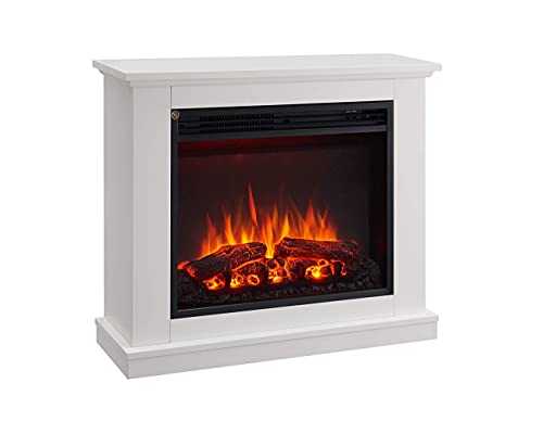 FLAMME Ashbourne Electric Fireplace Suite 29" 1 and 2 Kw Firebox Insert and Surround with Remote Control (White)