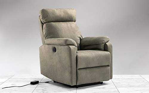 Dafnedesign.Com - Armchair with Electric Recliner cm. (98 x 85 x 108h) - Material: Faux Leather Grey