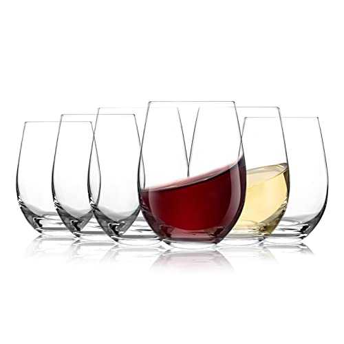 [6-Pack, 535ml/18oz ]Design·Master- Classic Stemless Wine Glasses, Lead-Free Drinking Glasses, Ideal for Red and White Wine, Cocktail, Juice, Water, Kitchen Glassware, Wedding and Party Gifts.
