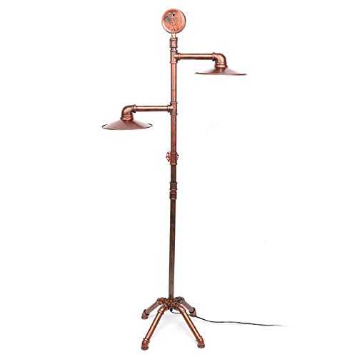 Aohuada Retro Water Tube Light 2 Heads Floor Standing Lamp for Home Living Room Hotel Vintage Style Industrial Lamps E27 Pipe Metal Stand Bar Hallway Decor