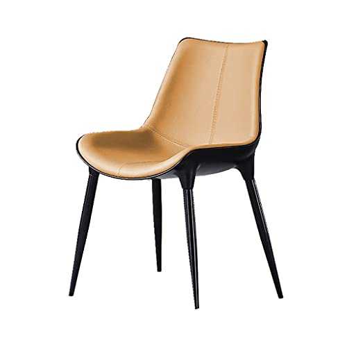 JFIA65A Modern Modern Genuine Leather Dining Chair High Back Padded Soft Seat Carbon Steel Legs For Living Room Bedroom Kitchen Chairs (Color : Beige)