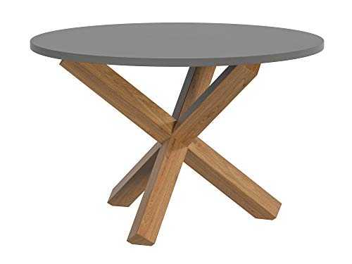 Amazon Brand - Movian Round Coffee Table, Natural Solid Oak Legs and Grey Color Painted Top, 70 cm x 70 cm x 44.8 cm