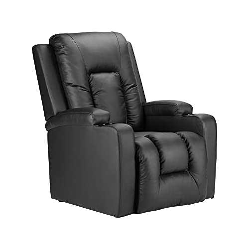 Homesailing EU Living Room Retro Reclining Chair Adjustable Armchairs Wing Back Fireside Bedroom Leisure Chairs with PU Leather Single Sofa Chair Home Cinema Lounge(Black)