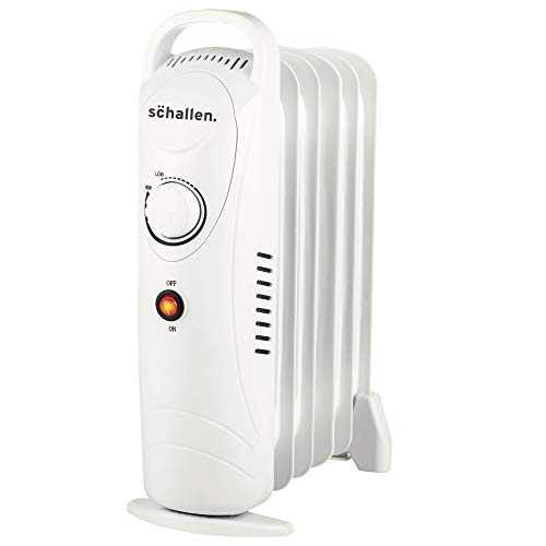 Schallen Portable Electric Slim Oil Filled Radiator Heater with Adjustable Temperature Thermostat, 3 Heat Settings & Safety Cut Off (800W | 6 Fin)