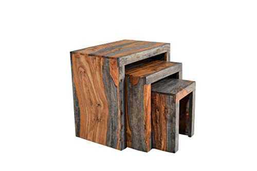 Oak and Pine Online Cube Sheesham Goa Nest Tables Solid Wood Fully Assembled