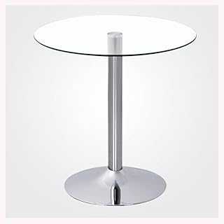 Round Glass Top Pedestal Table Glass Kitchen Dining Table 60/70/80cm Modern Circular 2-4 Seater Breakfast Bistro Table Chrome Base(Size:70cm,Color:Transparent)