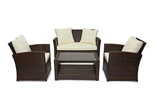 EVRE Rattan Garden Outdoor Furniture Patio Roma Sofa Set (Brown)