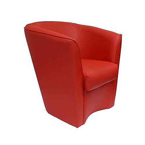 Armchair chair sofa in eco-leather Valentina upholstered in eco-leather and hand-stitched (Red)