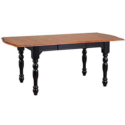 Sunset Trading Dining Table, Wood, Distressed Antique Black with Cherry Rub Through