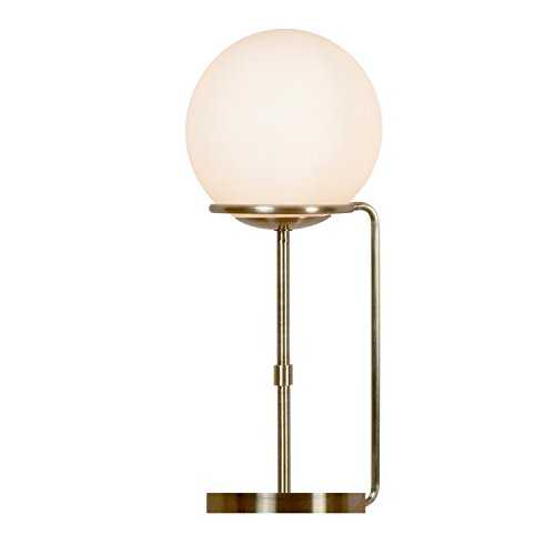 Searchlight 8092AB Sphere One Light Table Lamp in Antique Brass with Glass Shade