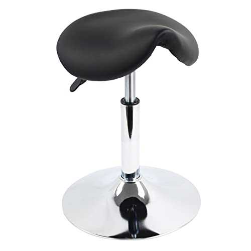 FURWOO PU Leather Saddle Stool Height Adjustable Swivel Stool Saddle Cushion Ergonomic Stool Chair for Lab Clinic Dentist Salon Massage Office and Home Kitchen(Black)