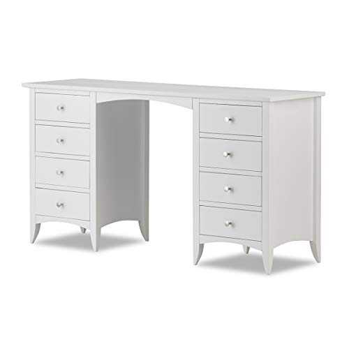 Edward Hopper white dressing table, 8 drawers, metal runners, chrome handles, Partially Assembled