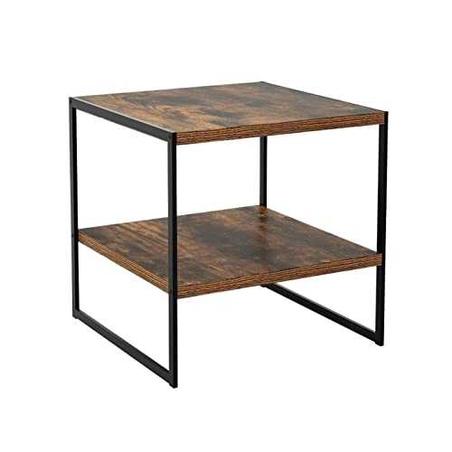 FURUIWUFENG Small coffee table Vintage Side Table Industrial Bedside Table Corner Table Square Coffee Table with Locker Furniture Cocktail Table