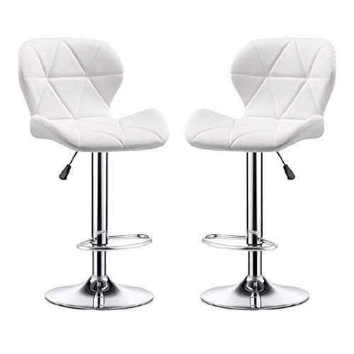 LYRWISHJD Set Of 2 Breakfast Bar Stools With Chrome Footrest And Base Swivel Gas Lift Elegant Vintage Leather Bar Chair Stool For Kitchen Counter Bar Stool PU Leather (Color : White)