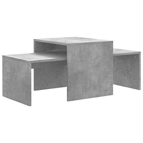 vidaXL Coffee Table Set Home Interior Living Room Furniture Accent Side Tea Couch Sofa Laptop Nesting Stand Concrete Grey 100x48x40cm Chipboard