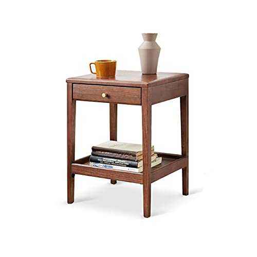 SHIJIE1701AA Sofa Side and End Table Coffee Table Oak Tea Table Sofa Side Table Small Coffee Side Table Living Room Bedroom Corner Tea Set Square Storage Rack（With Drawer） Coffee Table (Color : B)