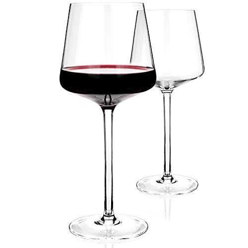 Luxbe - Crystal Wine Glasses - Set of 2-600ml - Tall Handcrafted Red or White Wine Glass - Lead-Free Crystal Glass - Professional Wine Tasting - Burgundy - Pinot Noir - Bordeaux