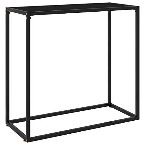 vidaXL Console Table Side Hall Table Console End Desk Accent Desk Living Room Indoor Furniture Home Black 80x35x75 cm Tempered Glass
