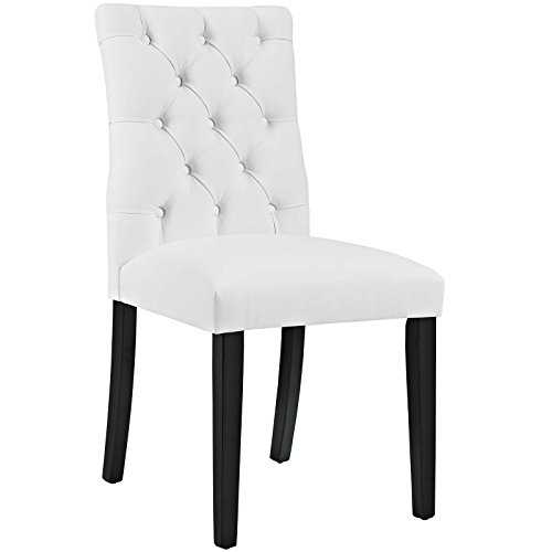 Modway Duchess Fabric Dining Chair in White Vinyl