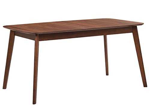 Beliani Modern Dining Room Kitchen Table Veneered Slanted Legs 150 x 90 cm Dark Wood Madox