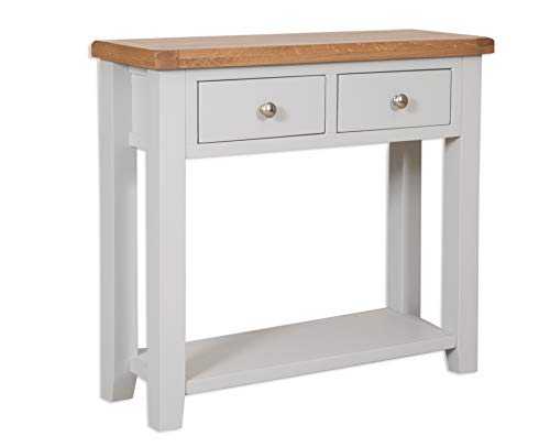 Dorset Oak Console Table Solid 2 Drawer Pine in Painted French Grey Living Dining Room Furniture