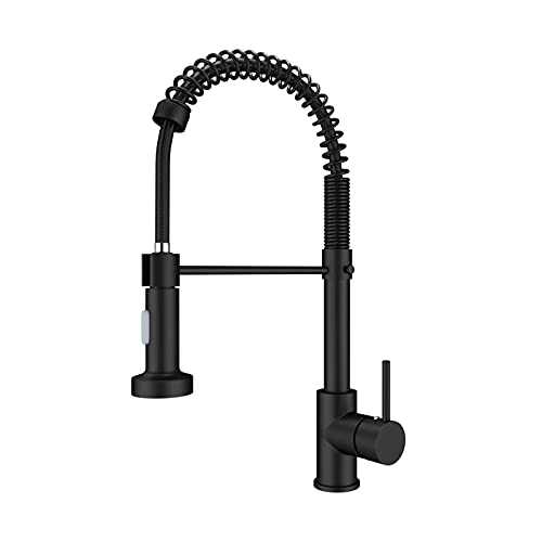 Onyzpily Black Kitchen Tap Kitchen Sink Mixer tap with Solid Brass Commercial Single Handle Single Hole Pull Down Sprayer Swivel Sprayer Mixer Tap Cold and hot Fittings UK Standard