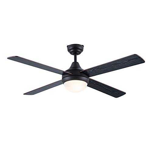 CJOY Ceiling Fans with Lighting and Remote Control, Cheap Ceiling Fans with Lights Quiet ORB 48 Inches AC Motor Plywood / 4 Blades E27 Lamp Holder * 2 Without Bulb+ Glass Cover