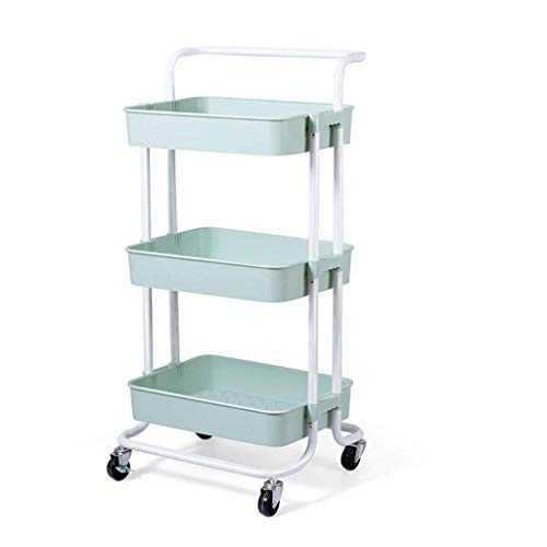 GAXQFEI Foyer Rack 3-Tier Metal Utility Service Cart, Abs Storage Organiser Mesh Basket Shelf for The Kitchen Office Bathroom for Storage,a,42 * 36.5 * 87Cm