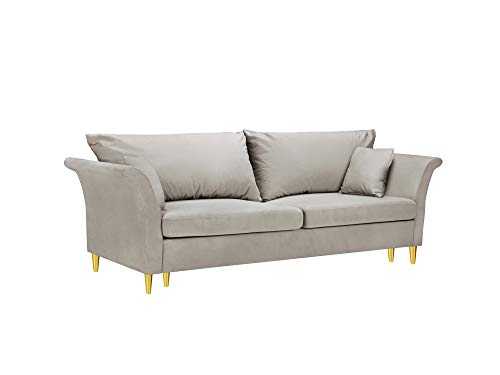 Mazzini Convertible Sofa Bed with Storage Chest, Tulip, 3 Seaters, Beige, 245 x 95 x 98 cm