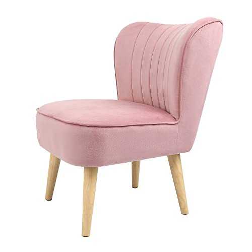 RayGar Clara Accent Chair Occasional Tub Wing Back Leisure Chair Wiith Wood Legs (Pink)