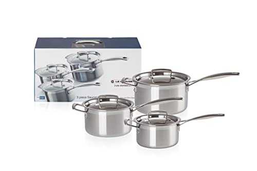 Le Creuset 3-Ply Stainless Steel Saucepan with Lid, 20 x 12.2 cm, 3 Piece, 96209000001000