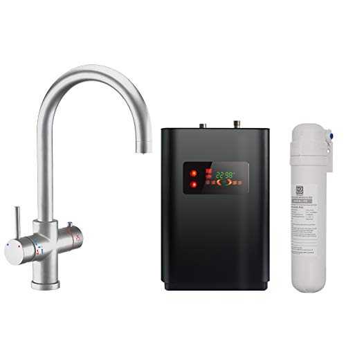 Kitchen Taps -4 in 1 Faucet Kitchen Faucet Electric heater Instant Boiling Water Tap Faucet Mixer 2.4Liter Boiler and anti scale filter, Chrome finish,L(Color:Swan|Chrome finish)