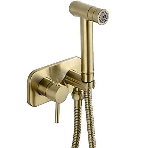 Bathroom Concealed Wall Mounted Hot and Cold Bidet Spray Set Hand Held Sprayer Shattaf Toilet Attachment,Brushed Gold