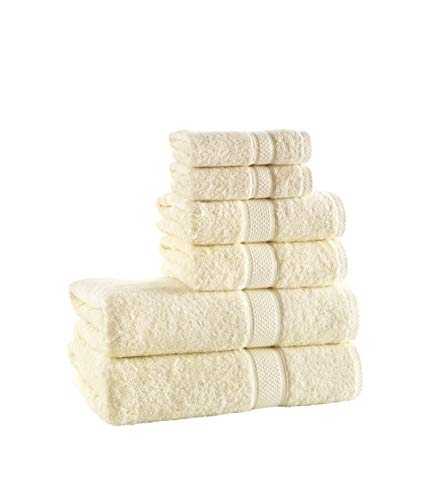 Signature Range Turkish Cotton Towels Made of Premium Cotton, Fluffy, Soft, Luxurious, Highly Absorbent, 600 GSM. Our Towels are manufactured in Denizli in Turkey (2 Face 2 Hand 2 Bath Towels, Cream)