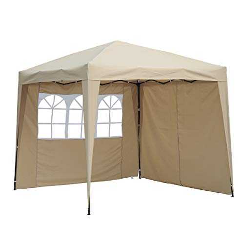 Angel Living 2.5x2.5M Pop Up Gazebo Tent with 2 Sides Panels and Handy Carry Bag (Beige)