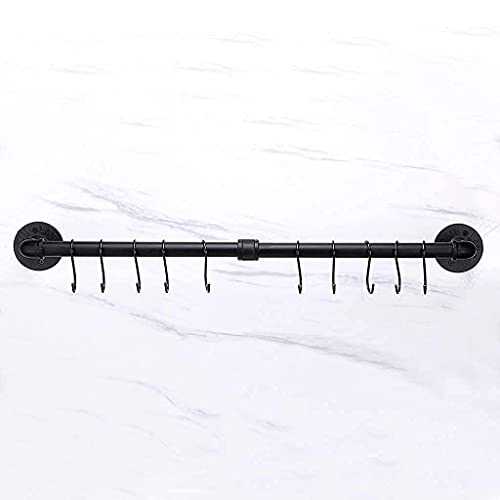 80CM Industrial Pipe Pan Pot Rack with 10-Hooks - Wall Mounted Kitchen Utensils Cookware Hanger Organizer Kitchenware Lid Towels Holder (Size : 80cm)