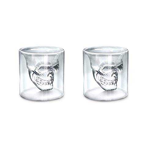 2 Pcs/Set Creative Skull Glass Mugs Crystal Skeleton Beer Cup Whiskey Cocktail Drinking Ware for Home Bar Party