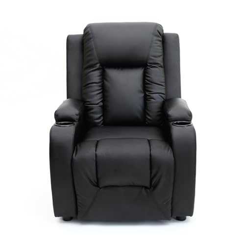 More4Homes OSCAR BONDED LEATHER RECLINER w DRINK HOLDERS ARMCHAIR SOFA CHAIR RECLINING CINEMA (Black)