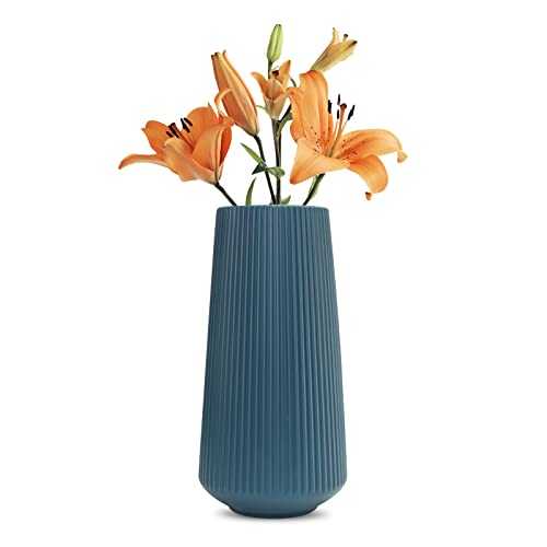 Irtyif Flower Vases, Modern Vase Geometric, Handmade Vases, Nordic Flower Arrangement Container Imitation Glaze Vase, Durable Modern Decoration Vase Living Room Office Wedding Decoration Blue