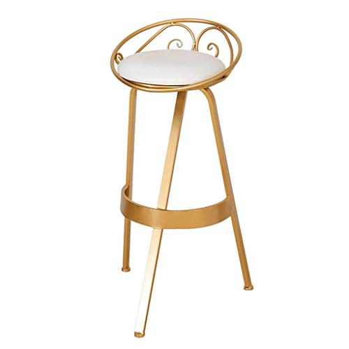 Bar Stool Metal Height Footrest Bar Stool Footstool Dining Chair Kitchen | Bar | Breaking Stool Curved Back Sponge Seat Metal Legs | Maximum Load 150 kg,Gold