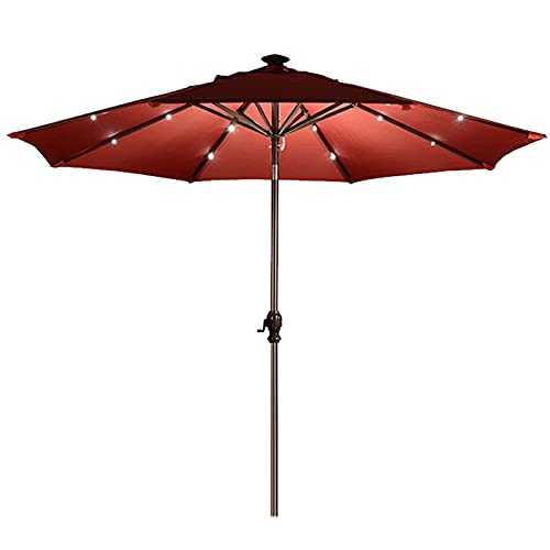 9.8FT Solar Powered Garden Parasol, Patio Umbrella with LED Solar Lights, Waterproof Umbrella for Outdoor Patio Party