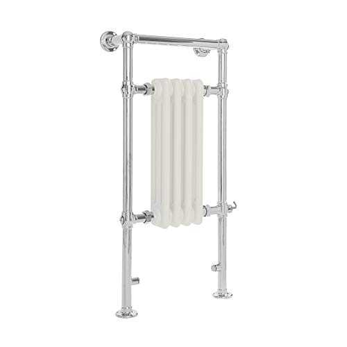 Milano Elizabeth - 930mm x 452mm Traditional Electric Heated Towel Rail Radiator with Cast Iron Style Insert – Chrome and White