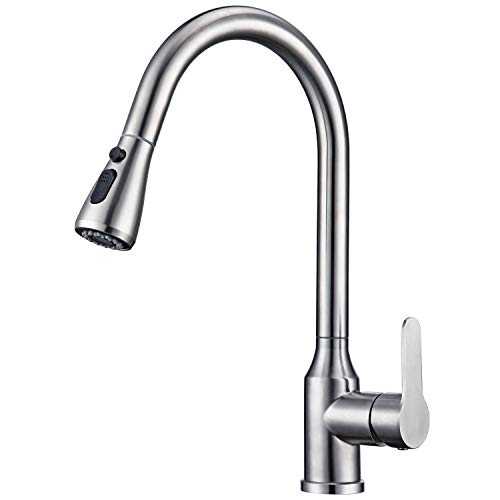 SADALAK Kitchen Taps Single Handle Kitchen Sink Mixer Tap with Pull Out Sprayer High Arch Kitchen Faucet