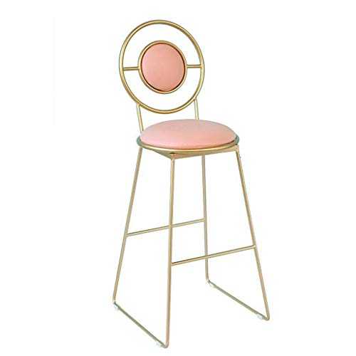 DYPXG Bar Stool Metal Height Footrest Barstools Footstool High Stool | Pink Faux Leather Upholstered Seat Metal Gold Legs | as Kitchen Stool | Bar | Breakfast Seat | Maximum Load 150kg (Seat Heigh